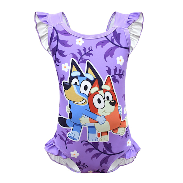 Flickor Bluey Baddräkt Hel Baddräkt Simdräkt Strandkläder Purple 110cm