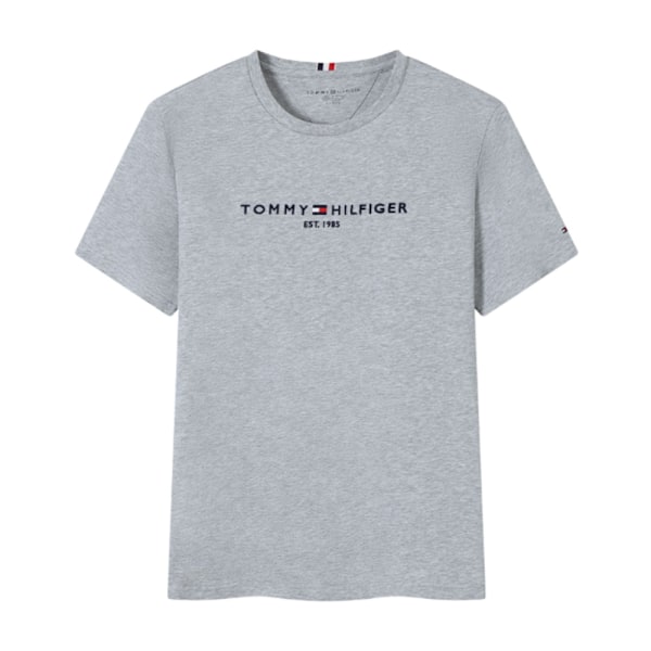 TOMMYHILFIGER Tryckt T-shirt med Kort Ärm, Rund Hals, för Män Grey S