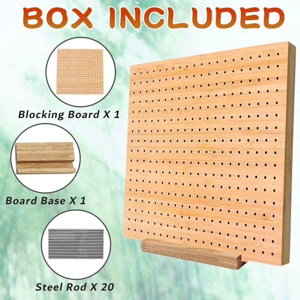 Virknålsblockeringsbräda med 20 nålar Trä Stabil Broderi för Nybörjare 7.7 inches