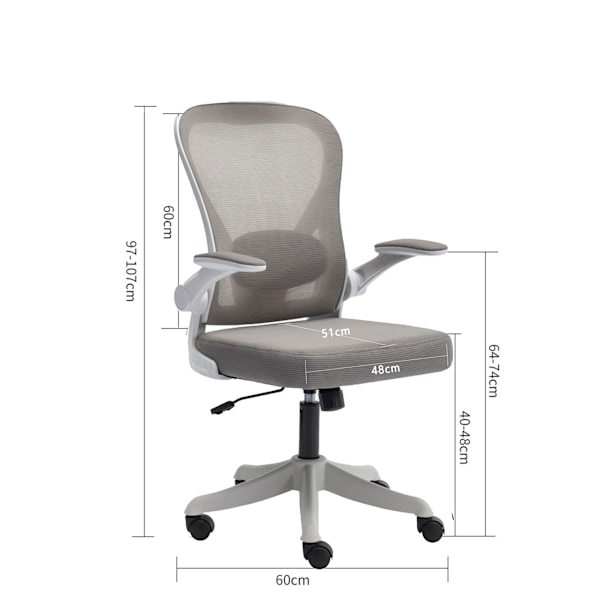 Kontorsstol med 3D-kudde, Vridbar Stol, Chefsstol, Ergonomisk Gamingstol, med Andningsbart Nätöverdrag, Fällbara Armstöd, Ländryggsstöd
