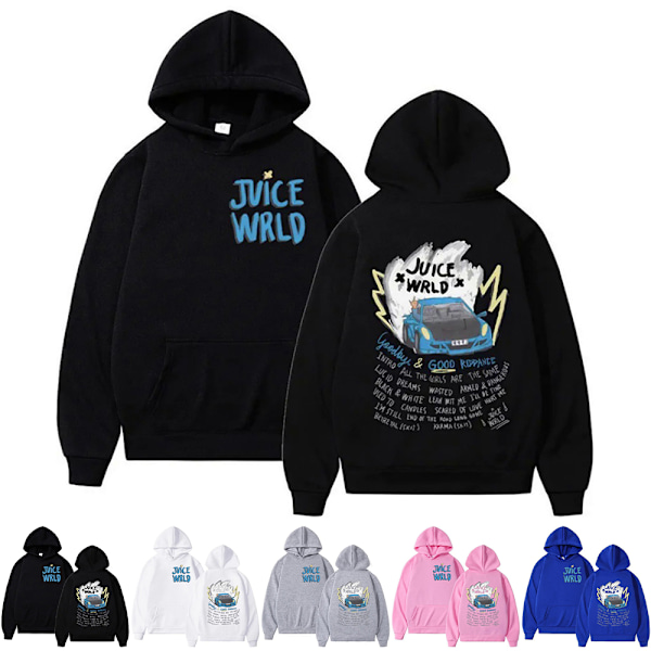 Kvinnors Mode Lös Casual JUICE WRLD Sweatshirt Hoodie Långärmad Pullover Topp Black 3XL