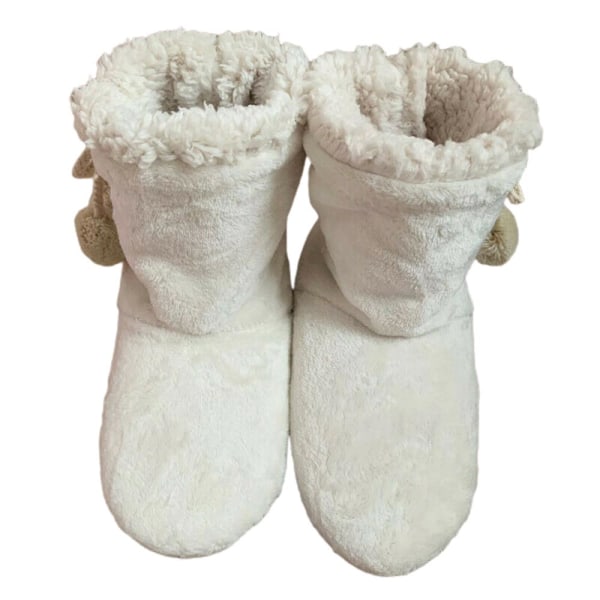 Kvinnor Hem Golvtofflor Vinter Varm Mjuk Fleece Sock Boots white 35-38