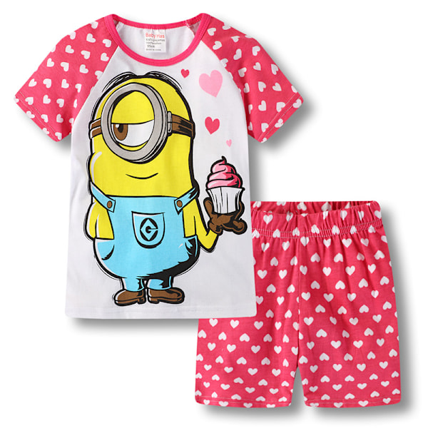 Barn Pojkar Flickor Minions Nattkläder Pyjamas Kortärmad T-shirt Shorts Set PJ's #8 90cm