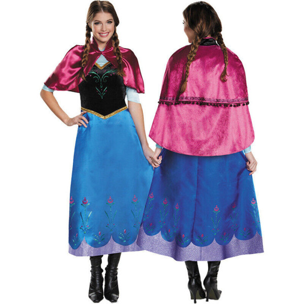 Kvinnor Frozen Princes Elsa Anna Queen Vuxen Fancy Dress Book Week Cosplay Costume Anna L