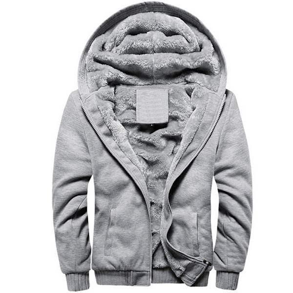 Fleecejakke til mænd Vinter Langærmet Hættetrøje Frakke Toppe Grey 4XL