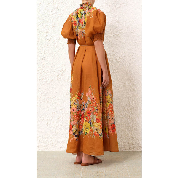 Dame Kortærmet Boho Print Maxikjole Fest Sommer Strand Ferie Sommerkjole 2XL