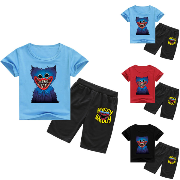 Kids Boy Qutfits Poppy Playtime T-shirt&shorts Pyjamas Sport Set black 120cm