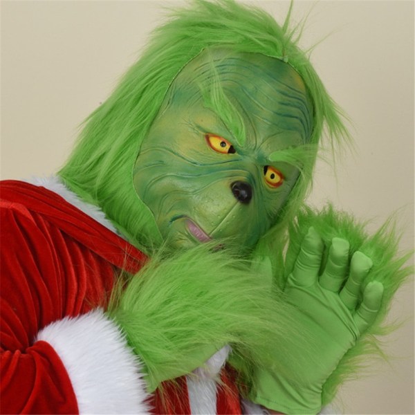 Fluffig fuskpäls Green Elf Cosplay Handskar Julfest Kostym adult