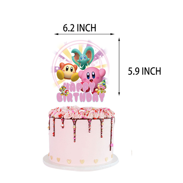 Kirby Cartoon Ballong Födelsedag Banner Tårta Topper Dekor Fest Tillbehör Kit Set