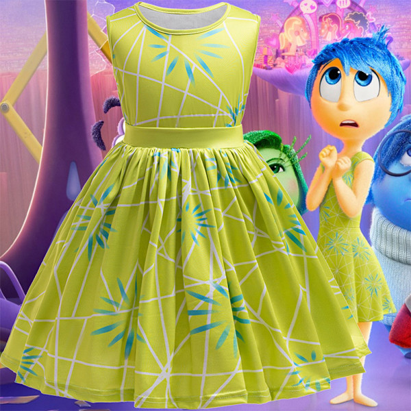 Lasten Tyttö Inside Out Ilo Cosplay Puku Prinsessamekko Halloween Syntymäpäiväjuhlat 140cm