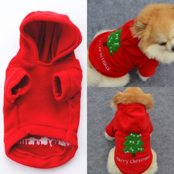 Husdjur Valp Hund Katt Julgran Vinter Varma Hoodie Jumper Rock Jul Kläder XL