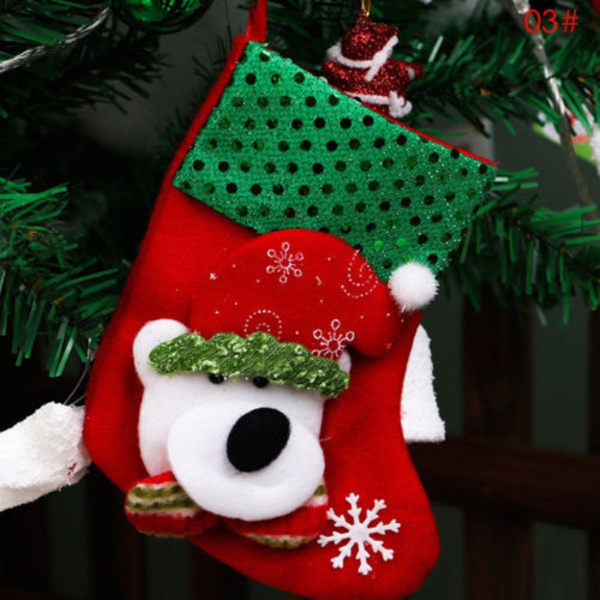 God Jul Älgstrumpa Julgran Dekoration Väska Säck Sock Present Bear Socks