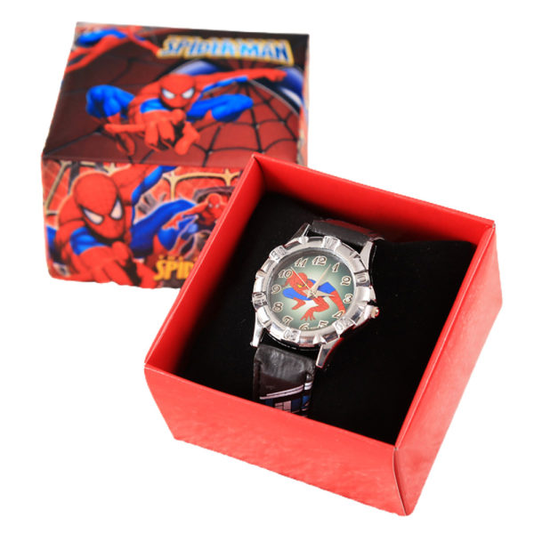 Spider-Man Børne Quartz Mekanisk Ur Læder Armbånd Black