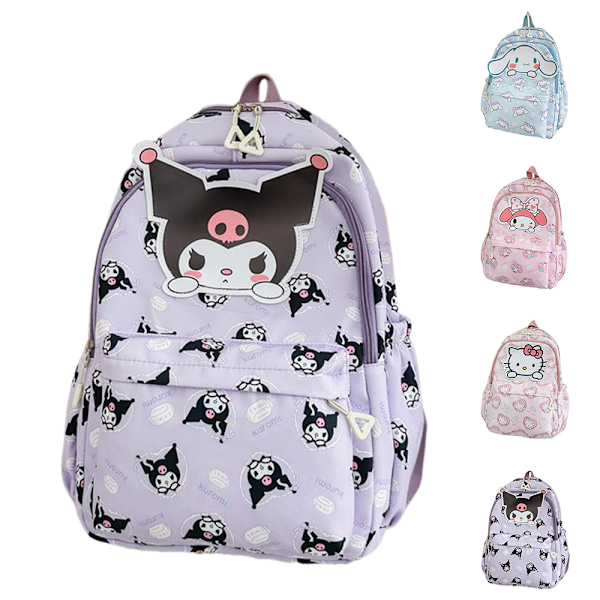 Sanrio Kuromi Cinnamoroll Tryckt Ryggsäck Skola Axelväska Resa Ryggsäck Laptop Bookbag Flickor Katie Cat