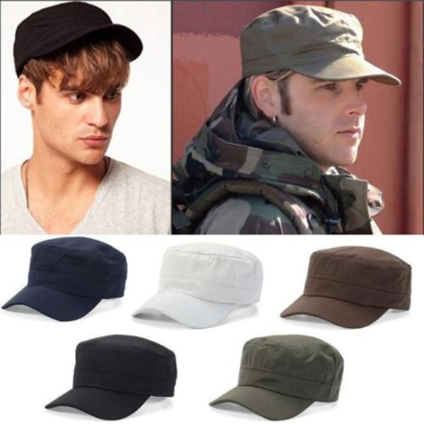 Bomullsmilitär kepsar kadett kepsar unik design retro platt topp keps Army green