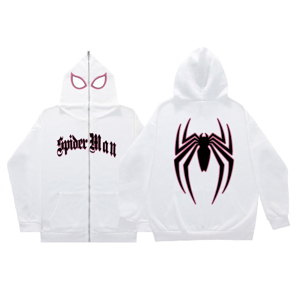 Herre Dame Hættetrøje Løs Hip Hop Punk Edderkop Trykt Hætte Pullover Sweatshirt Toppe White M
