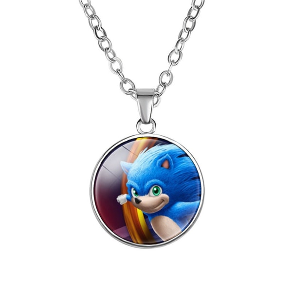 Sonic Hedgehog tecknad metall hänge halsband barntillbehör D