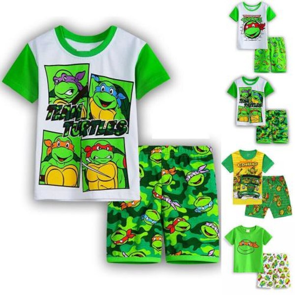 Barn Pojkar Tonåringar Turtles Ninja Pyjamas Nattkläder Sovkläder 2 st/set #4 95cm