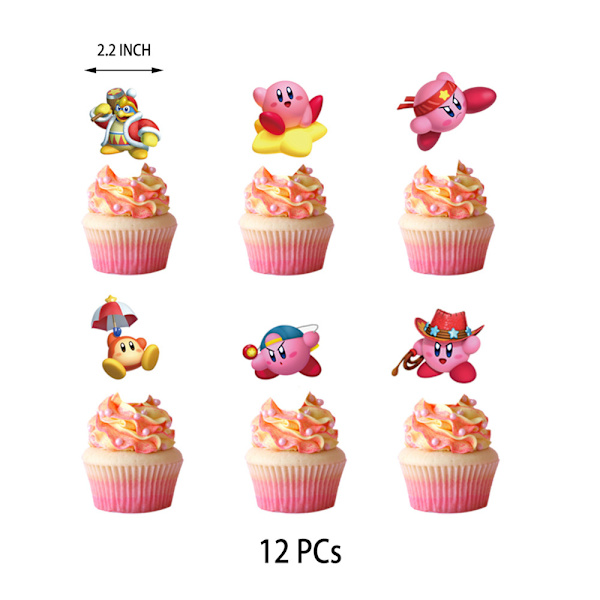 Kirby Cartoon Ballong Födelsedag Banner Tårta Topper Dekor Fest Tillbehör Kit Set