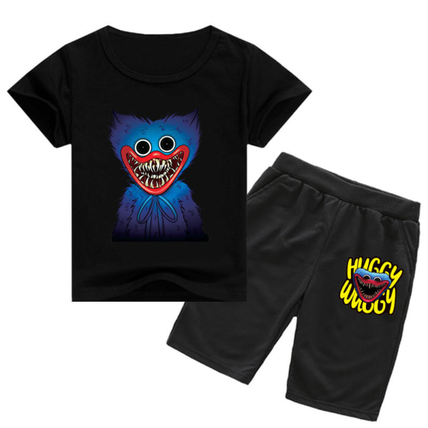 Kids Boy Qutfits Poppy Playtime T-shirt&shorts Pyjamas Sport Set black 120cm