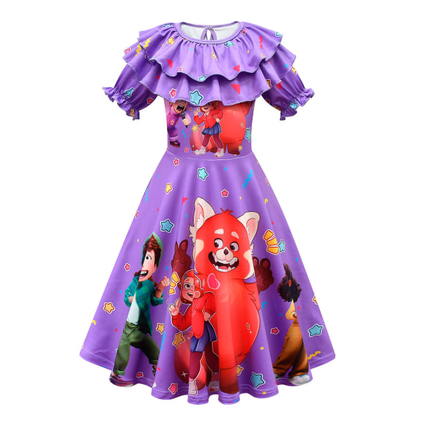 Turning Red Girls Dress Princess Dress 3d Printed Long Dress purple 140cm