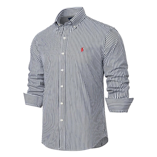 Ralph Lauren Herrskjorta Långärmad Knappuppslagen Strand Casual Broderad Klänningsskjorta Stor Storlek Herr Casual Skjortor Knappnedslagen Blus T-shirt Topp Black M