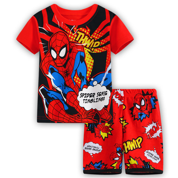 Barn Pojke Tecknad Spider-Man kortärmad T-shirt Shorts Kostym E 100cm