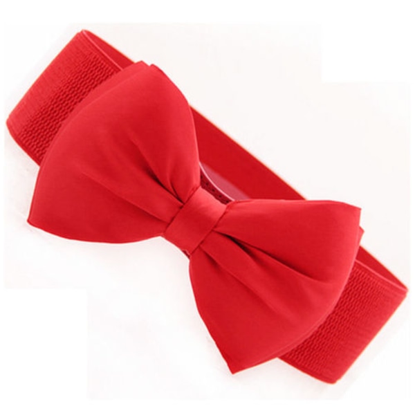 Kvinnor Rosett Elastisk Rosett Bred Bälten Klänning Spänne Midjeband red
