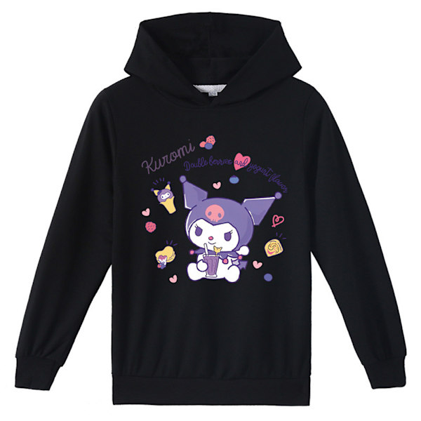 Barn Hoodies Kuromi Pojkar Flickor Tryckt Sweatshirt Barn Toppar Långärmad Black 130cm