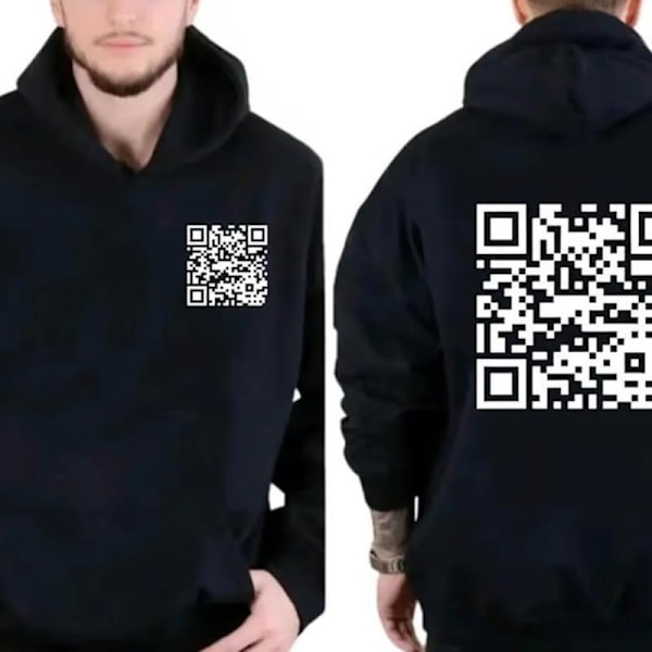 Rolig FU QR-kod Hoodie QR-kod Hoodie Unisex Rolig Skämt Skanningsbar Grafisk Tryckt Tröja med Huva Light Grey L