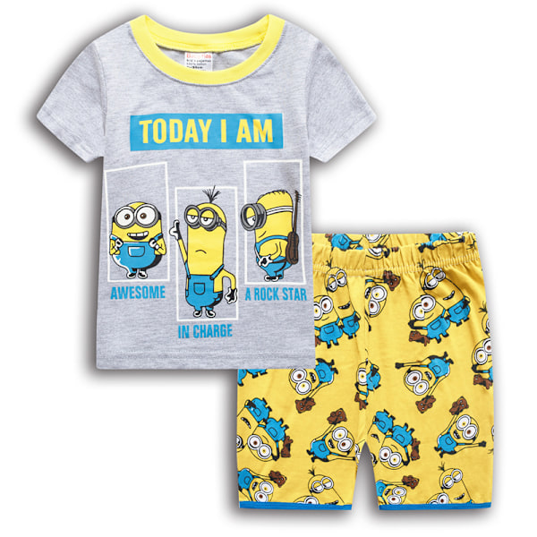 Børn Drenge Piger Minions Natttøj Pyjamas Kortærmet T-shirt Shorts Sæt PJ'er #2 100cm