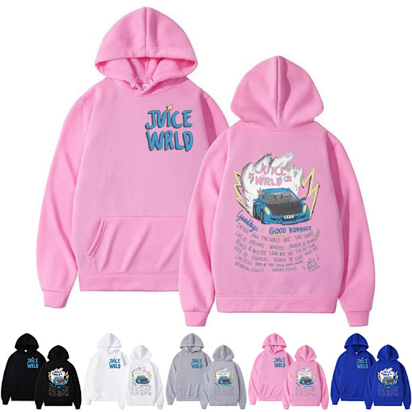 Kvinnors Mode Lös Casual JUICE WRLD Sweatshirt Hoodie Långärmad Pullover Topp Pink 3XL