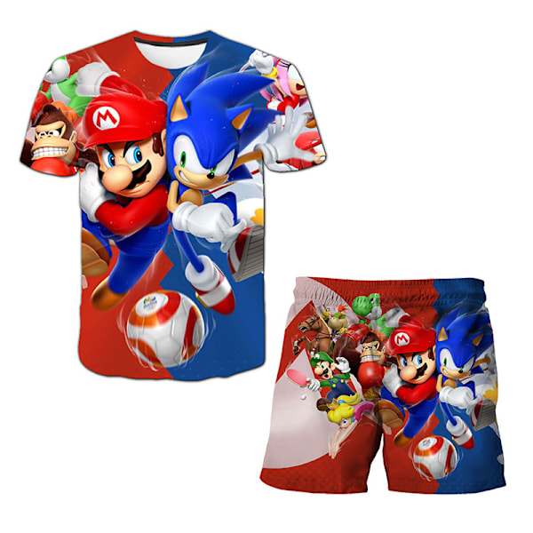 Sonic Barn Kläder Set Tecknad 3D-tryckt Pyjamas T-shirt Toppar Shorts Set Sovkläder #6 110cm