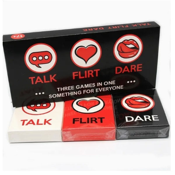 3-i-1 Talk Flirt Dare Card Game Reignite Deepen Relationship Party Brädspel