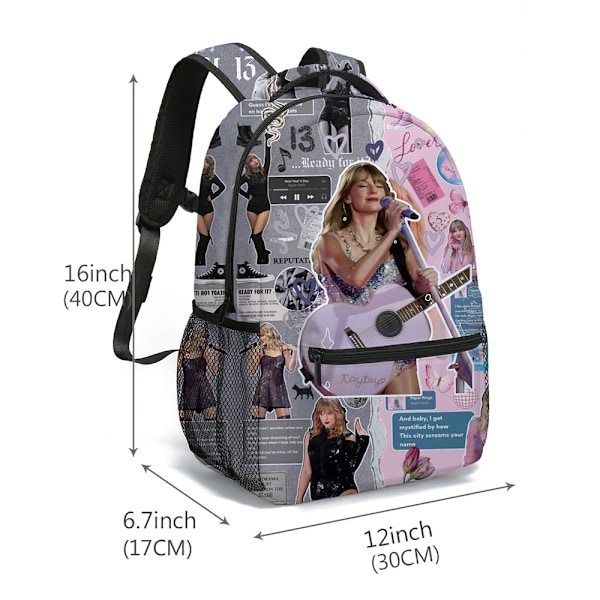 Taylor Swift Ryggsäck College Bookbag Lätt Justerbara Remmar Casual Stor Kapacitet Skolväska #2