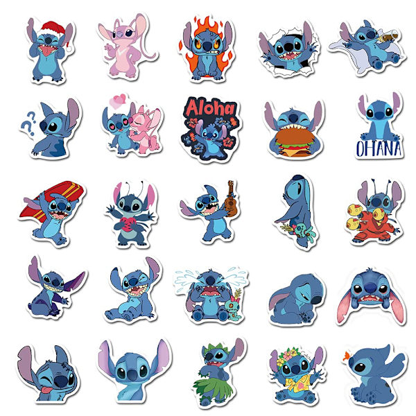 50 st Stitch Klistermärken Flaska Skateboard Dator Kylskåp