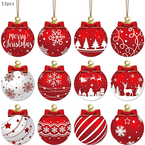 12 stk. Julekuler Juletre Hengende Kuler Pynt Festdekorasjon 12PCS
