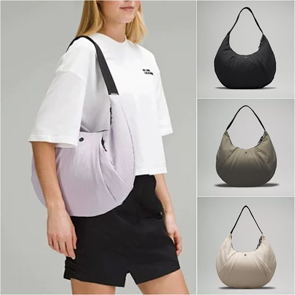 LU Unisex Messenger -laukut Dumpling-laukku Naisten kainalolaukku Nylon Yksinkertainen olkalaukku Design Crossbody-laukku matkustamiseen, päivittäiseen käyttöön ja ostoksille White
