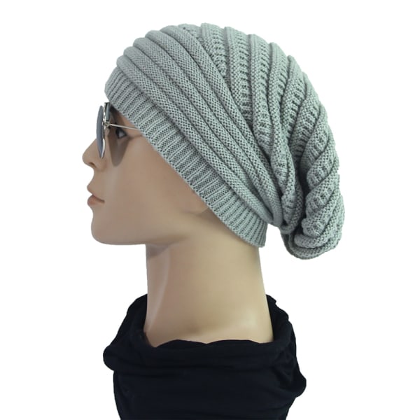 Huvudbonad Dam Beanie Varm Stickad Mössa Söt Mössa för Kallt Väder light grey