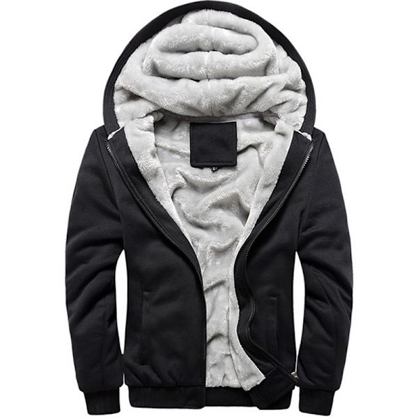 Fleecejakke til mænd Vinter Langærmet Hættetrøje Frakke Toppe Red 3XL