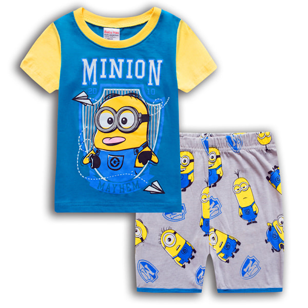 Barn Pojkar Flickor Minions Nattkläder Pyjamas Kortärmad T-shirt Shorts Set PJ's #3 95cm