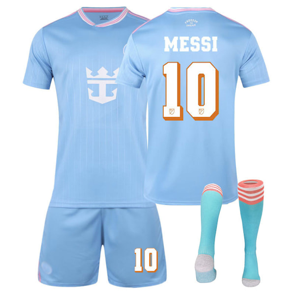 Fodboldtrøje til børn 25/26 Miami 2. udebanetrøjer til drenge piger børn 10# Messi fodboldtrøjesæt fodboldtræningsuniform 26