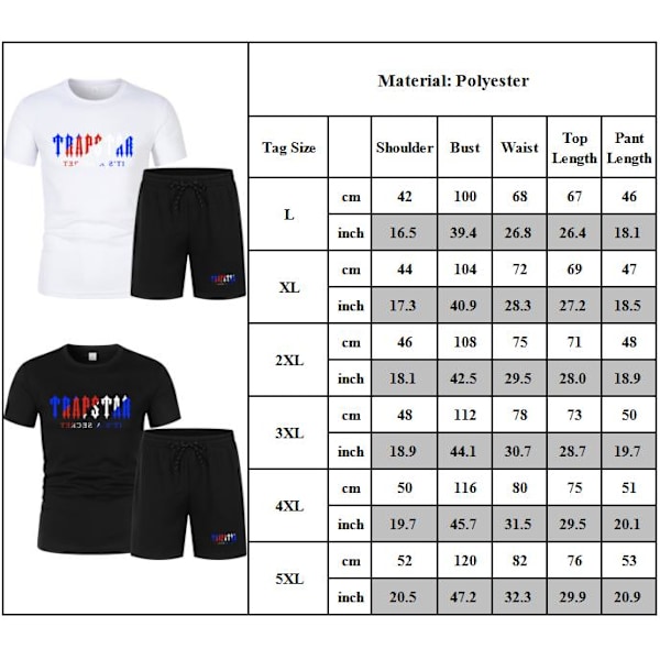 Herr Sommar Sportkläder Träningsoverall Kortärmad T-shirt Shorts Outfit Set A 3XL