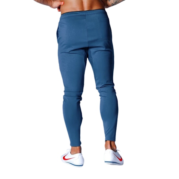 Herr LYFT Joggingbyxor Fitness Joggers Träningsoverall Sweatpants Sport Dragsko Byxor Blue XL