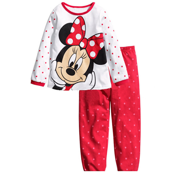 Söta Barn Flickor Minnie Mouse Motiv Långärmad Pyjamas Set Nattkläder Sovkläder #1 90cm