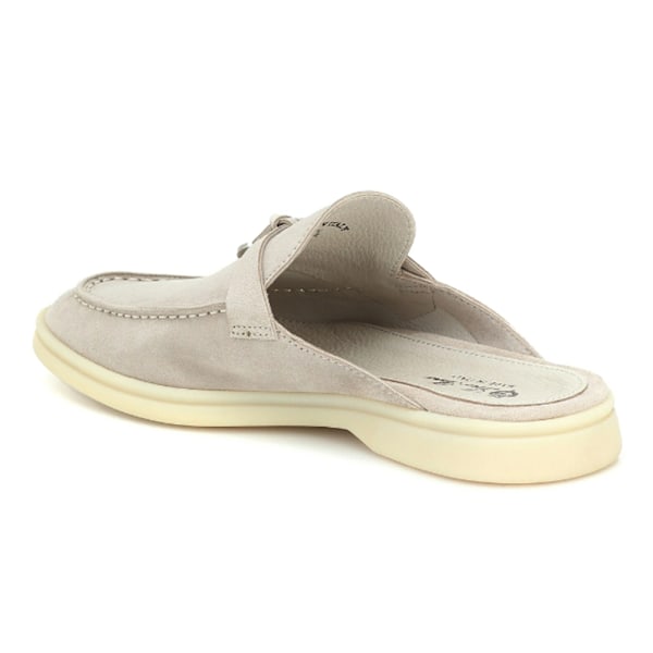 LORO PIANA Charms Walk Utsmyckade Mockamules Tofflor White Grey 41