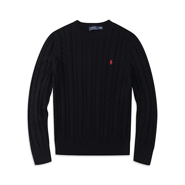 Miesten neulepusero, pyöreä pääntie, väljä, pitkähihainen neulepusero Black XL
