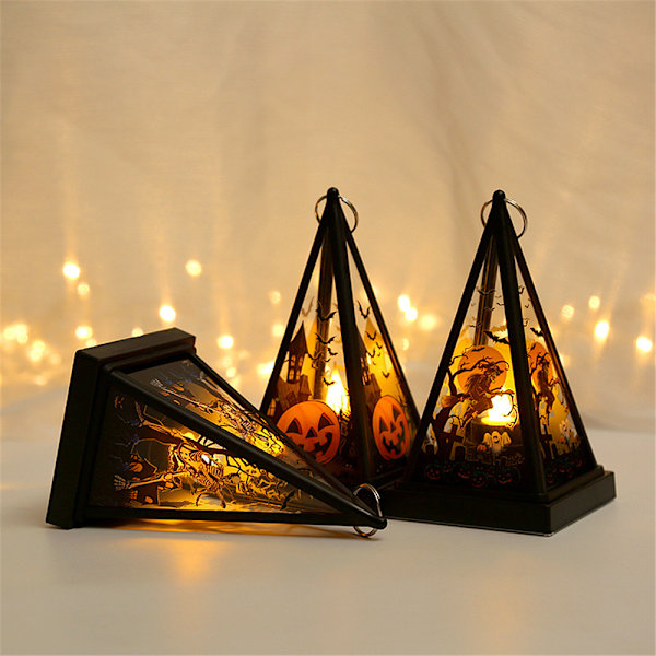 Halloween Handlampa Pumpa Häxa Skelett LED Lykta Elektroniskt Ljus Vindljus för Halloween Atmosfär Dekoration Witch