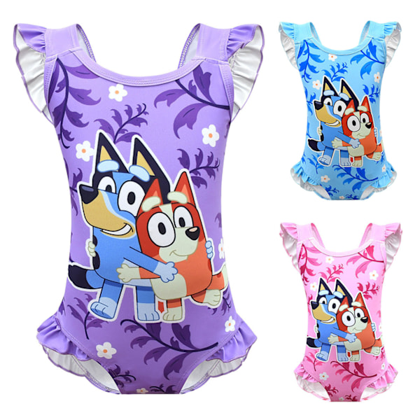 Flickor Bluey Baddräkt Hel Baddräkt Simdräkt Strandkläder Purple 100cm