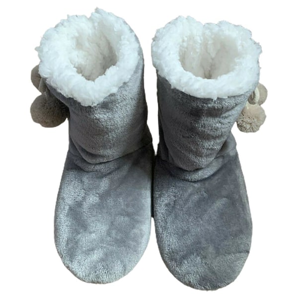 Kvinnor Hem Golvtofflor Vinter Varm Mjuk Fleece Sock Boots grey 39-41